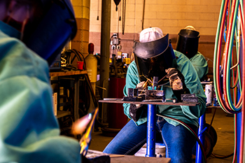 student welding